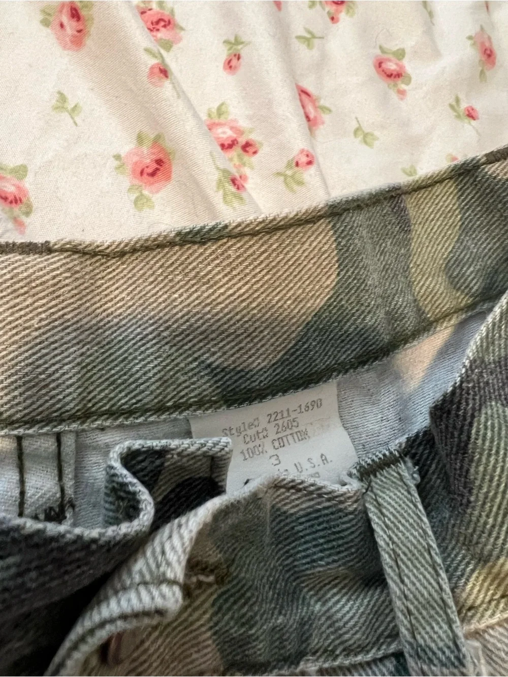 vintage camo denim shorts